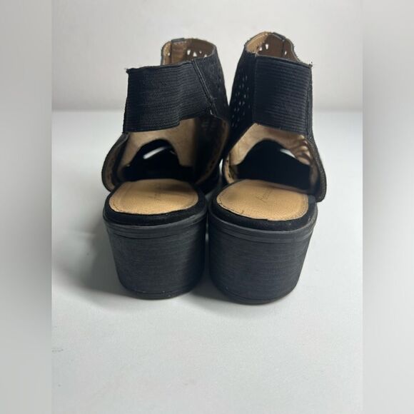 American Eagle Black Vista Hooded Block Heel Slingback Open Toe Shoes Size 8,5 - Picture 2 of 11